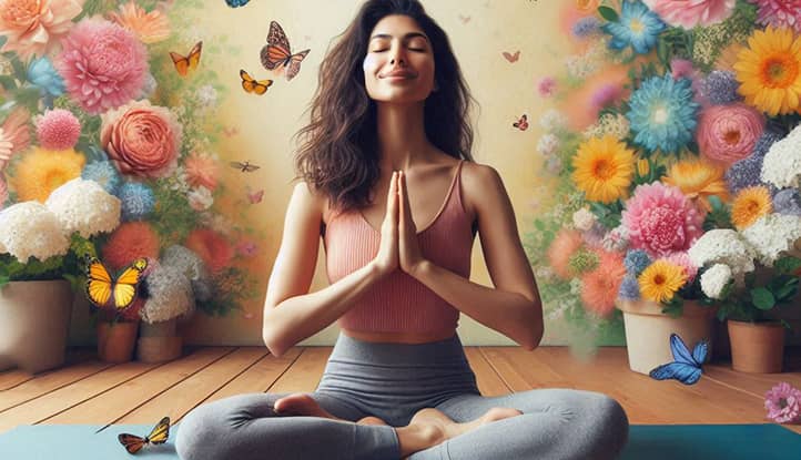 Женщина занимается практикой благодарности